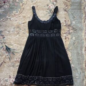 Adrianna Papell Black Beaded Lace Dress